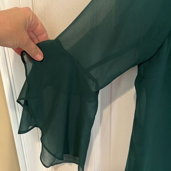 Thalia Sodi Green Sheer Decorative Sleeve Dress - Picture 3 of 7